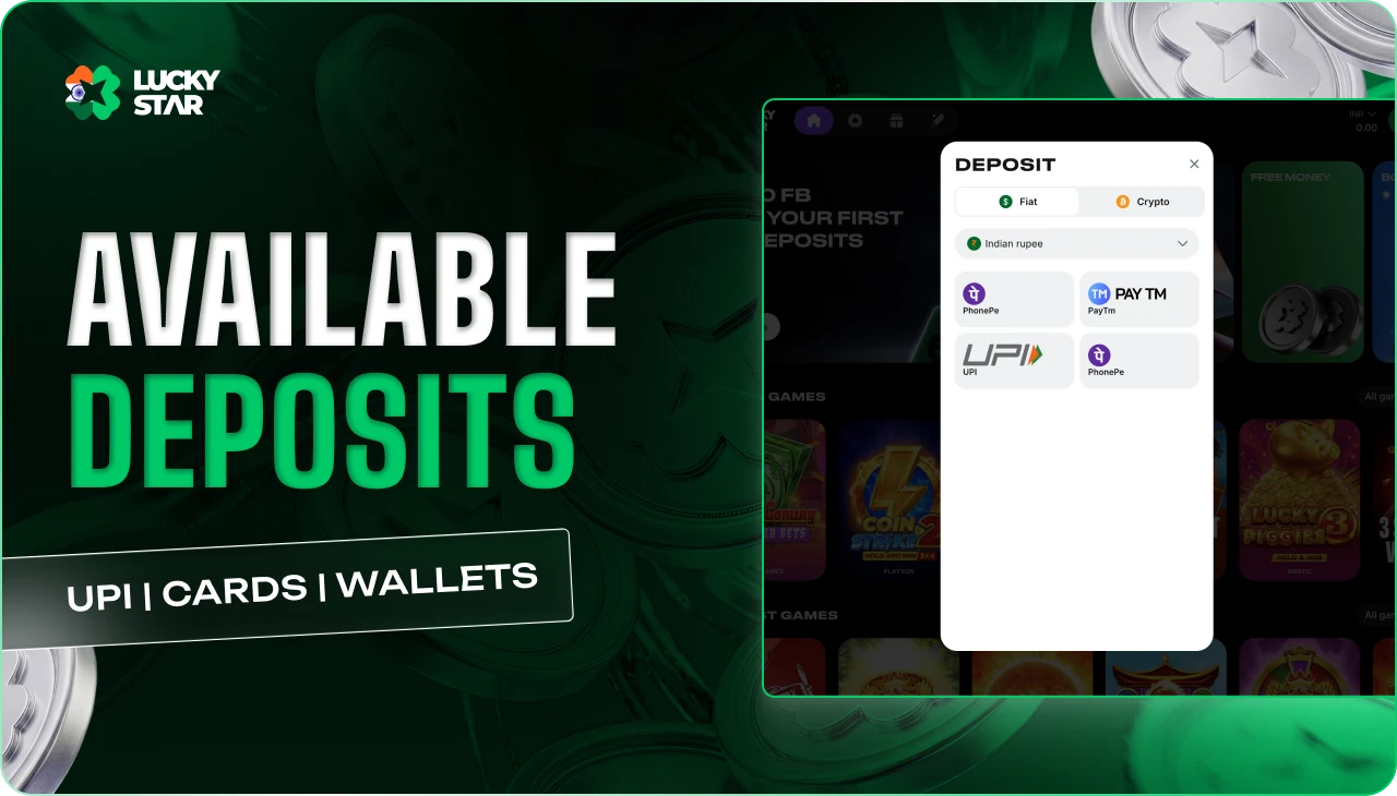 Deposit methods supporting Indian rupees through secure payment channels