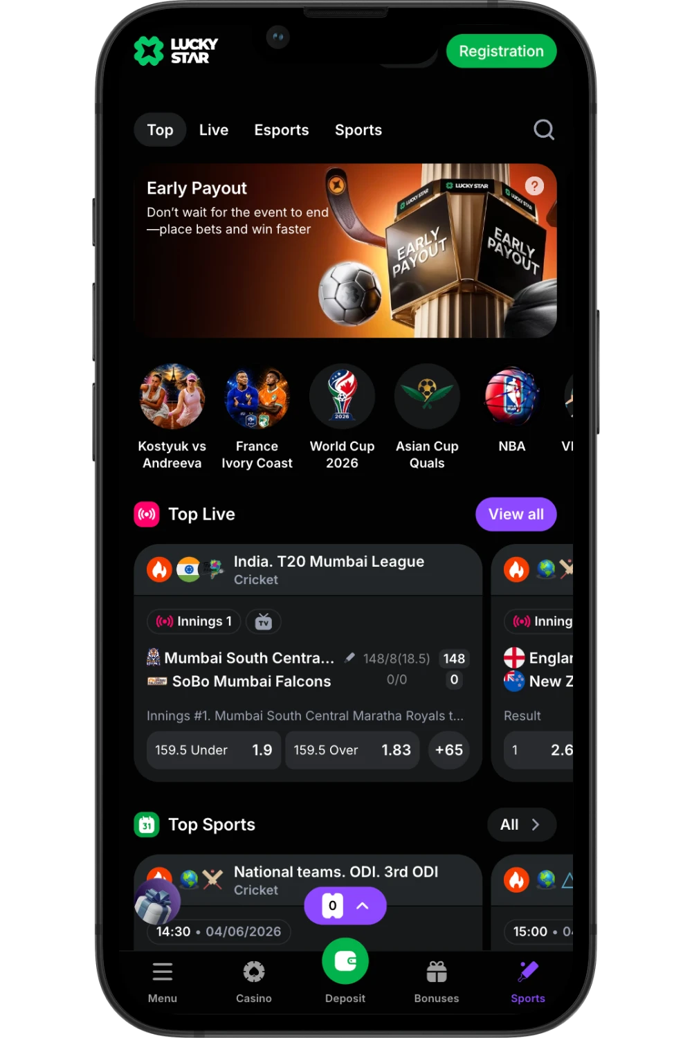 lucky star sports page